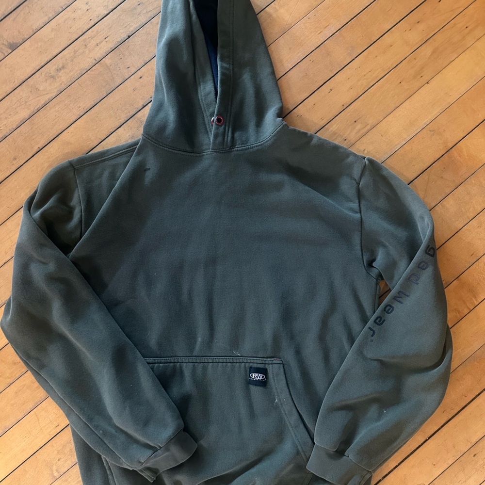 Coldwater Creek Men's Olive Green Hooded Pullover Sweatshirt